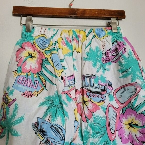 Vintage Jerry Leigh California Floral Tropical Print Casual Shorts Size S 90s - Picture 2 of 12